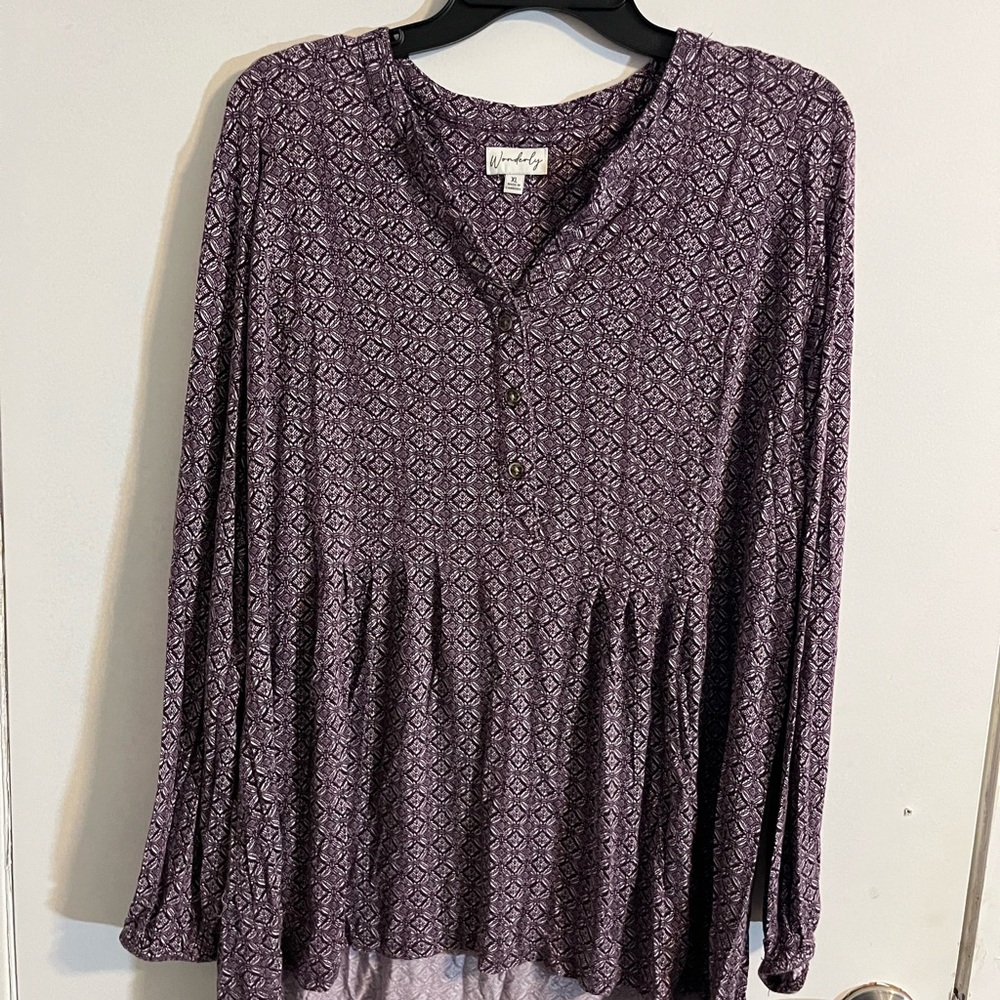 Wonderly Purple Geometric Blouse